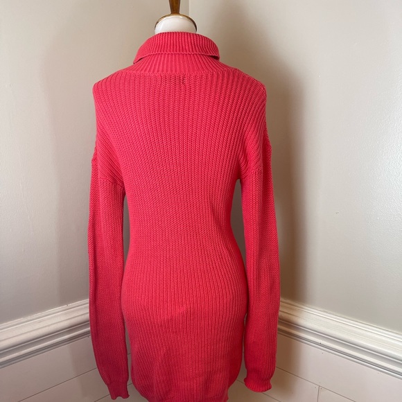 Midnight Doll Coral Pink Cowl Neck Sweater Dress S (jr.) FREE SHIP - Picture 3 of 5